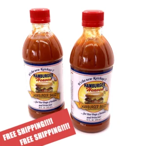 Two bottles of hamburger sauce.