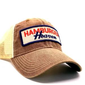 Brown cap with Hamburger Heaven logo