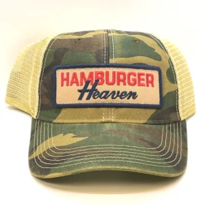 Camo cap with Hamburger Heaven logo