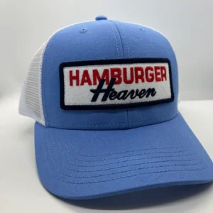 Blue cap with Hamburger Heaven logo